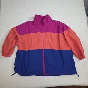 FREE PEOPLE Colorblock Windbreaker PERFECT TEN Zip Up Jacket OVERSIZED Size S